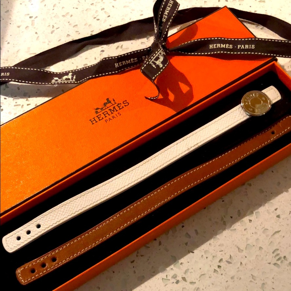 Hermès Clou de Selle 2 strap palladium bracelets